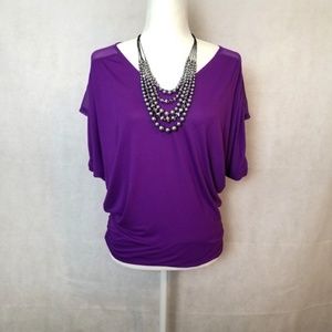 Purple V-neck short sleeve top